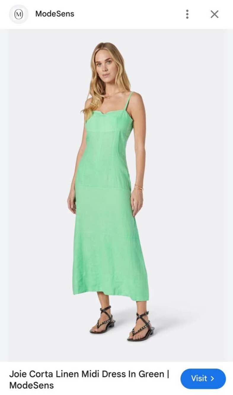 Joie green 100%linen maxi dress with adjustable straps